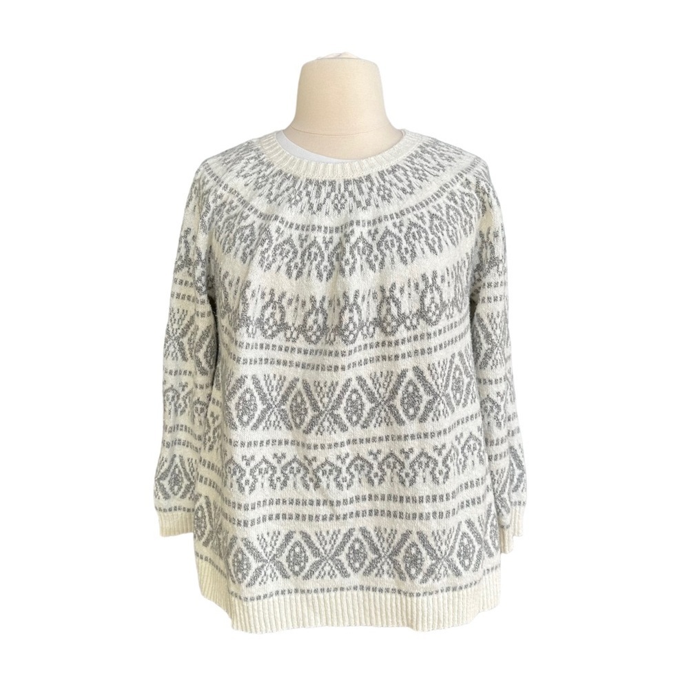 J. Jill Sweater Womens Knitted Southwestern Pattern Crewneck Sweater Size 2x